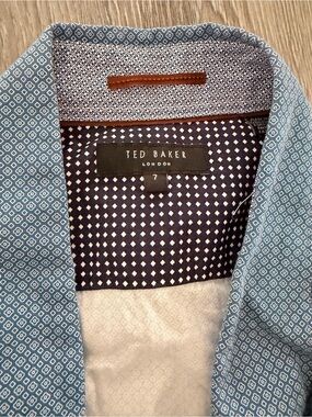 Ted Baker Blue Geometric Print Dress Shirt